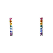 Load image into Gallery viewer, Swarovski crystal &amp; sterling silver bar post earrings
