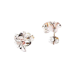 Sterling silver plumeria flower post stud earrings - made in USA