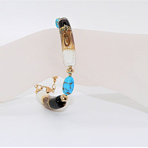 Murano (Venetian) glass & gold bracelet with Castle Dome turquoise