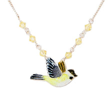 Load image into Gallery viewer, Chickadee pendant necklace in cloisonné &amp; sterling - Made in USA
