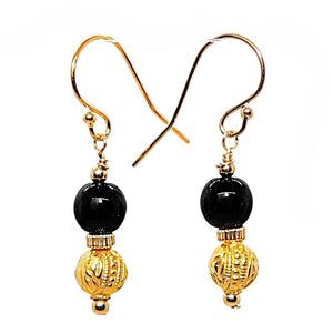Black Murano (Venetian) glass & 14K GF & GP earrings