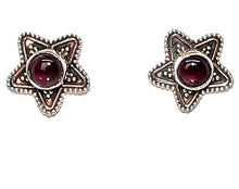 Load image into Gallery viewer, Garnet &amp; sterling silver celestial star post earrings
