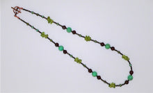 Load image into Gallery viewer, Mojave green turquoise, petrified wood &amp; peridot (Arizona-mined) gemstones necklace
