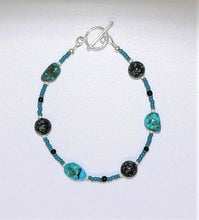 Load image into Gallery viewer, Kingman turquoise &amp; spiderweb jasper (Arizona-mined) gemstones bracelet
