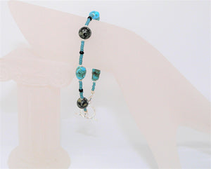 Kingman turquoise & spiderweb jasper (Arizona-mined) gemstones bracelet