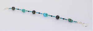 Kingman turquoise & spiderweb jasper (Arizona-mined) gemstones bracelet