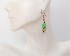Mojave green turquoise, petrified wood or peridot (Arizona-mined) gemstones earrings