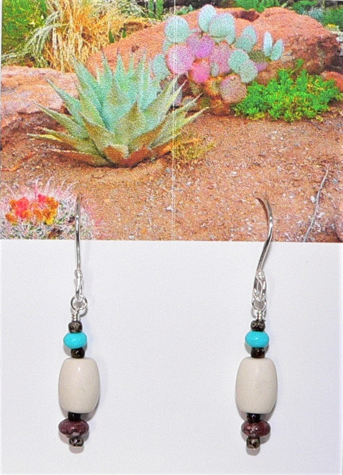 Sleeping Beauty turquoise, ivoryite, & wild horse (Arizona-mined) gemstones earrings