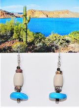 Load image into Gallery viewer, Sleeping Beauty turquoise, ivoryite, &amp; wild horse (Arizona-mined) gemstones earrings
