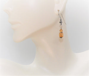 Faceted citrine & sterling fancy bead dangle earrings