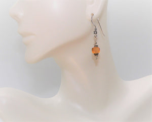 Faceted citrine & sterling fancy bead dangle earrings