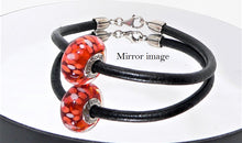Load image into Gallery viewer, Genuine Pandora© leather &amp; sterling silver starter bracelet with Murano glass bead
