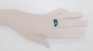 Native American handmade "prayer fan" opal ring (size 7.5)