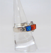 Load image into Gallery viewer, Native American handmade opal &amp; spiny oyster shell &quot;mountain&quot; ring (size 7.5)
