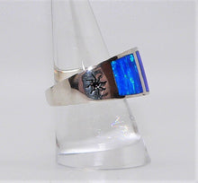 Load image into Gallery viewer, Native American handmade wide opal inlay &quot;mountain&quot; ring (size 9.5)
