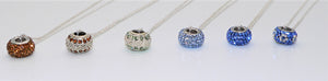 Pavé crystal & sterling silver Pandora-style necklaces (4 color choices)