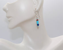 Load image into Gallery viewer, Turquoise, variscite or lapis &amp; shell earrings with sterling French wires
