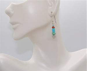 Turquoise, variscite or lapis & shell earrings with sterling French wires