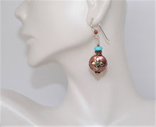 Load image into Gallery viewer, Campitos turquoise, copper &amp; sterling silver mixed-media earrings with French wires
