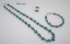 Colorful Campitos turquoise, chrysocolla, & spiny oyster shell necklace with sterling silver