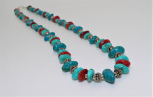 Load image into Gallery viewer, Colorful Campitos turquoise, chrysocolla, &amp; spiny oyster shell necklace with sterling silver
