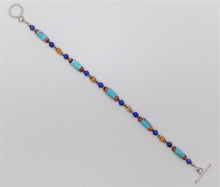 Load image into Gallery viewer, Turquoise, opal, lapis, shell &amp; sterling silver bracelet

