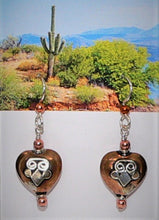 Load image into Gallery viewer, Mixed media heart-shaped copper &amp; sterling silver bead French wire earrings
