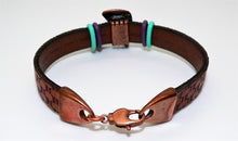 Load image into Gallery viewer, Equestrian-style flat leather bracelets with copper horsehead detail
