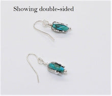 Load image into Gallery viewer, Turquoise &amp; double-sided sterling silver saguaro cactus earrings
