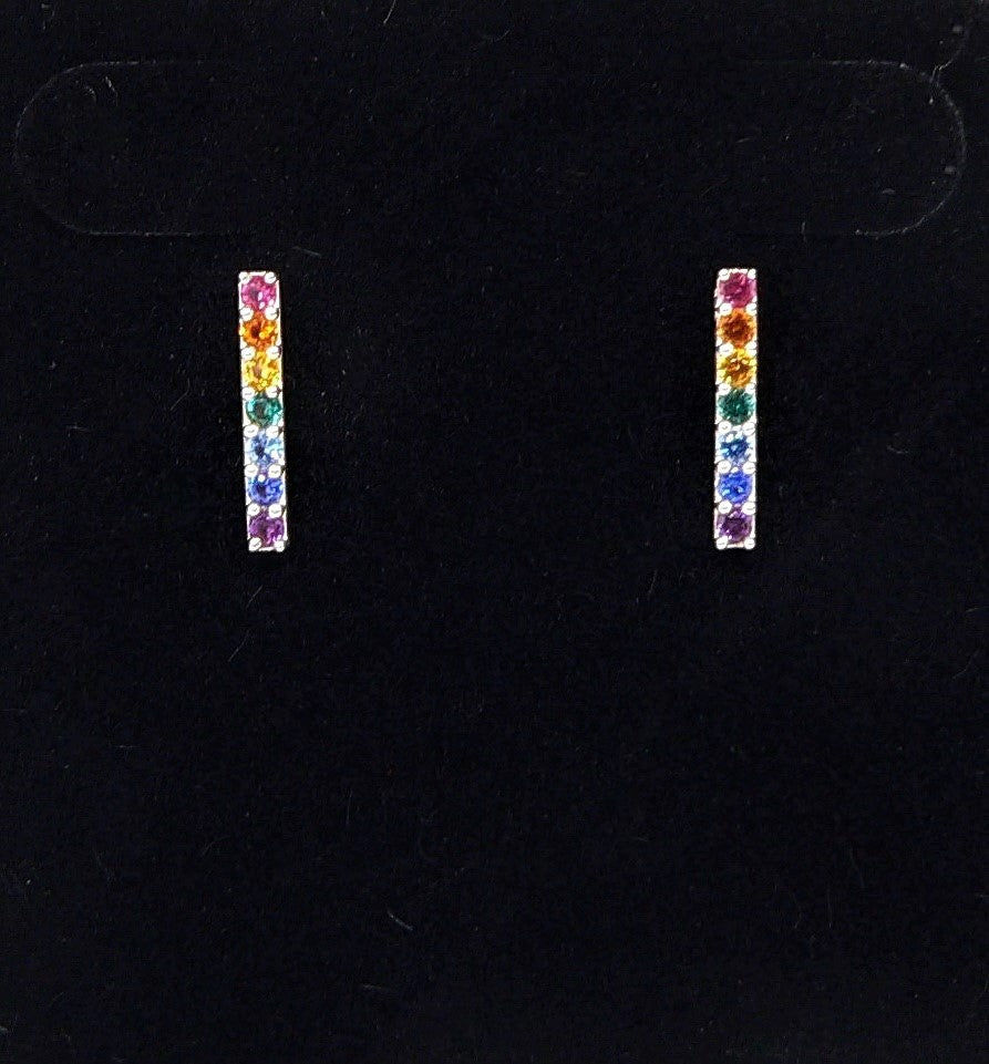 7 chakra colors post earrings in Swarovski crystal & sterling silver
