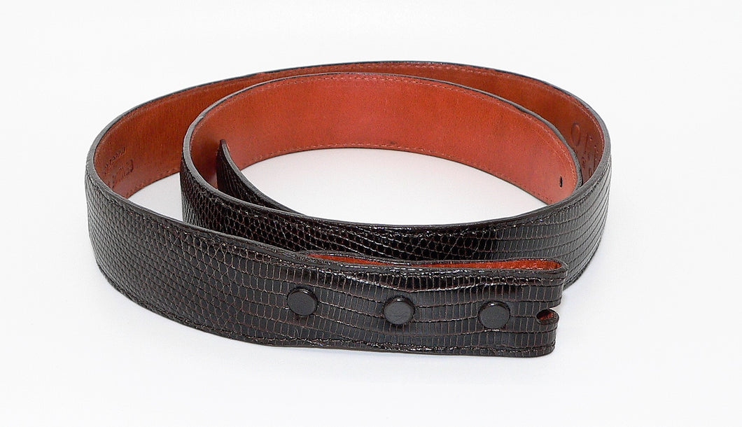 Lizard skin leather western-style ranger belt in dark brown for men or women - size 38