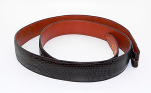 Lizard skin leather western-style ranger belt in dark brown for men or women - size 38