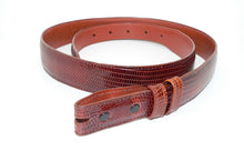 Load image into Gallery viewer, Lizard skin leather western-style ranger belt in saddle color for men or women - size 34
