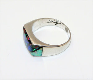 Native American handmade "prayer fan" opal ring (size 7.5)
