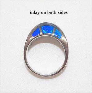 Native American handmade wide opal inlay "mountain" ring (size 9.5)