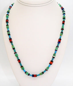 Colorful multi-shape, multi-gemstone & sterling silver necklace