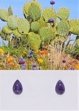 Load image into Gallery viewer, Charoite teardrop stud earrings with sterling silver posts
