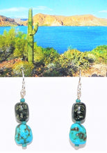 Load image into Gallery viewer, Kingman turquoise &amp; spiderweb jasper (Arizona-mined) gemstones earrings
