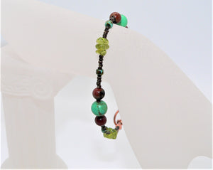 Mojave green turquoise, petrified wood & peridot (Arizona-mined) gemstones bracelet