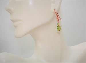 Arizona-mined peridot earrings with copper French wires