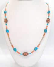 Load image into Gallery viewer, Mixed media (copper &amp; silver) Sleeping Beauty turquoise necklaces
